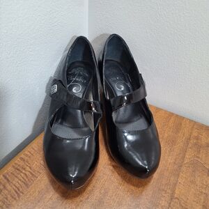 Dansko Mary Jane Black Patent Leather Strappy Heels Size 37 US 6.5